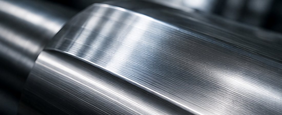 Close-up of a precision-ground rubber roller surface